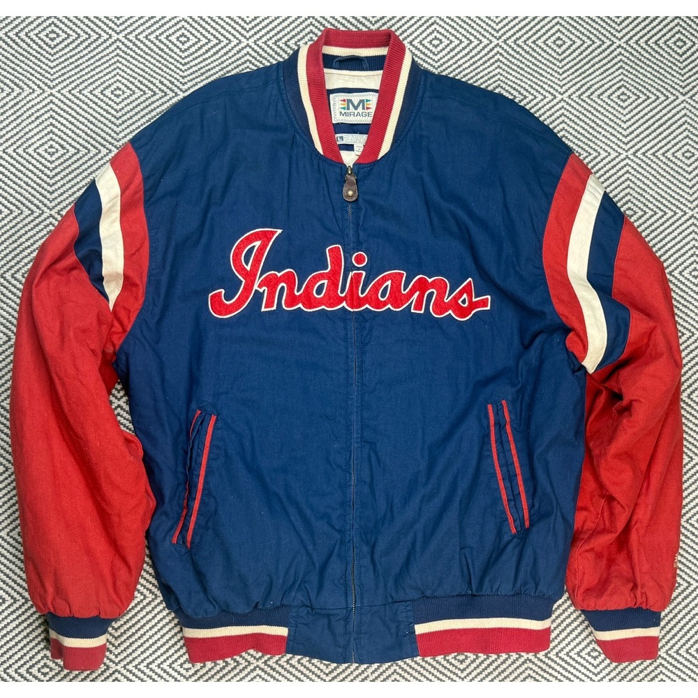 Mirage Vtg Rare MBL Embroidered‎ Chief Wahoo Cleveland Indians Jacket Size L